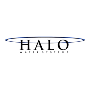 Halo Water Systems logo with the word HALO and a blue oval swoosh above
