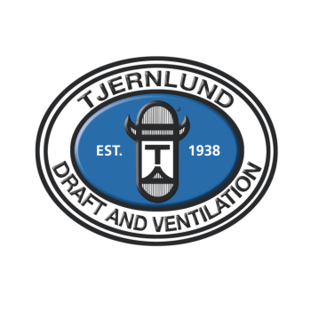 Tjernlund_logo_May_26 300x300 Tjernlund Draft and Ventilation logo: circular badge with blue shield, black fan motif, EST. 1938, and outer text 'TJERNLUND DRAFT AND VENTILATION'.